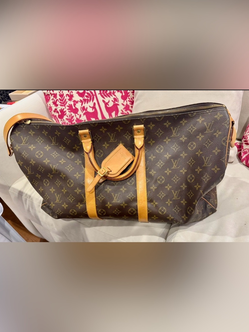 Louis Vuitton Keepall 55 Bandouliere Monogram Duffle Bag Vintage 1989